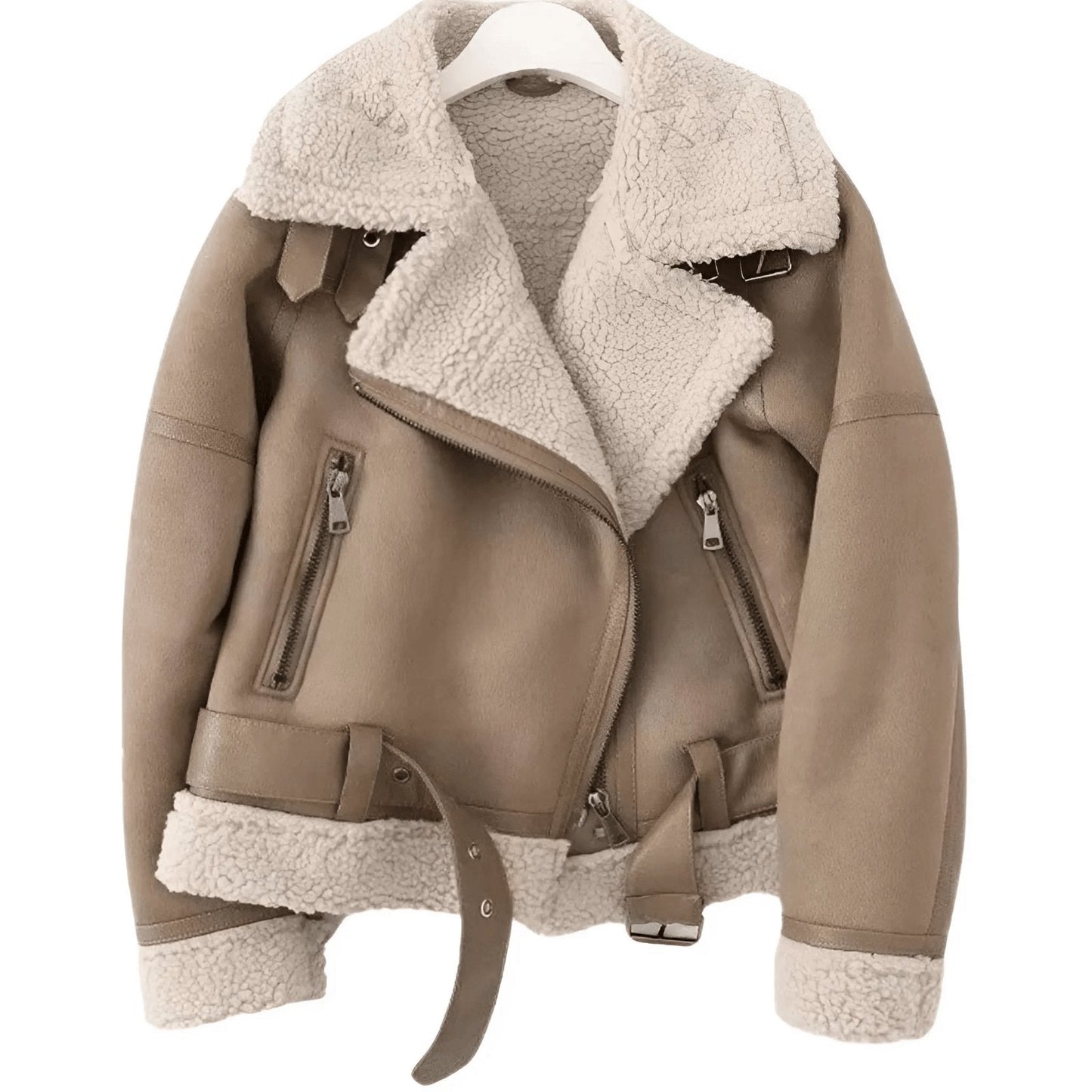 Fliegerjacke mit Lammfell-Imitat für Damen
