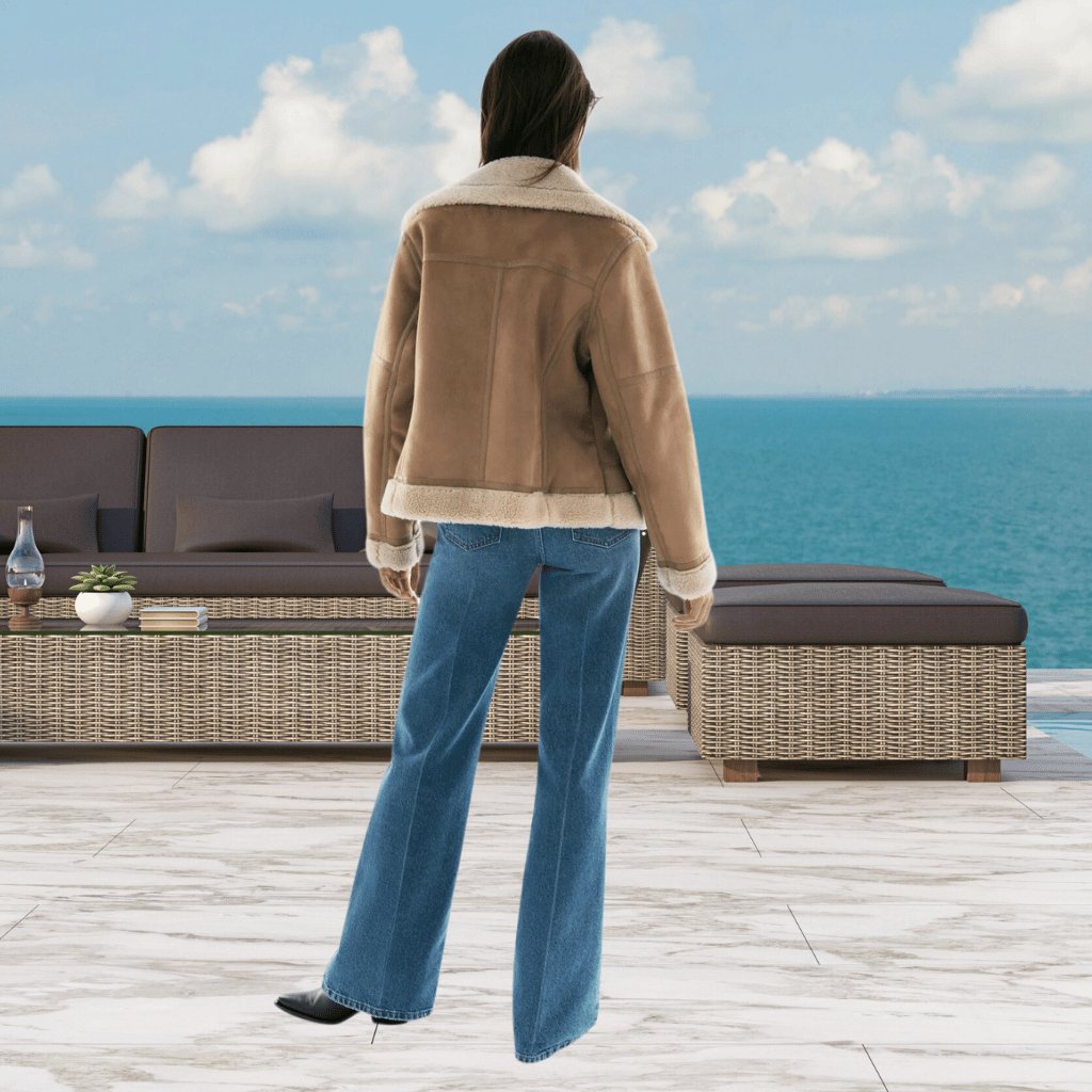 Fliegerjacke mit Lammfell-Imitat für Damen