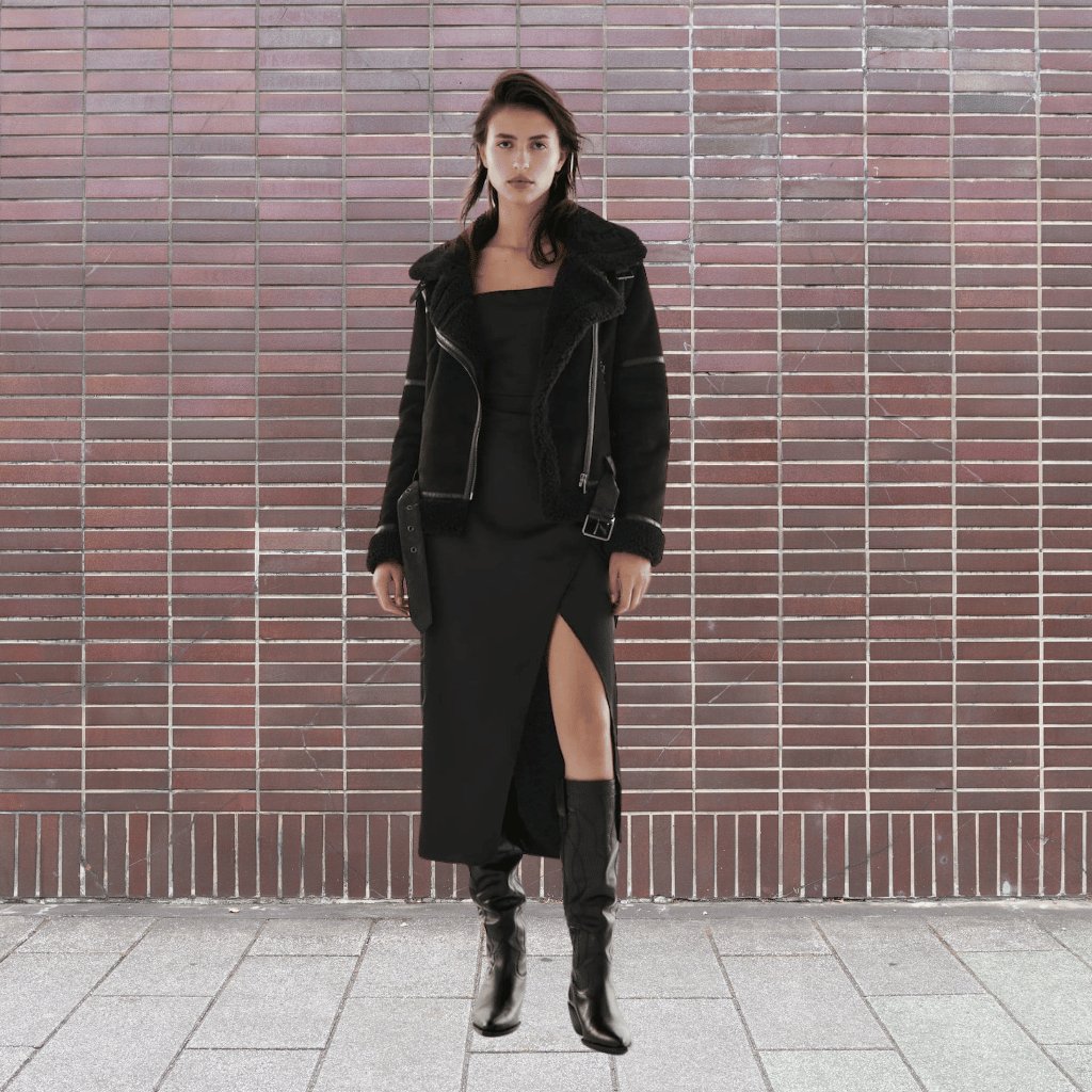 Fliegerjacke mit Lammfell-Imitat für Damen