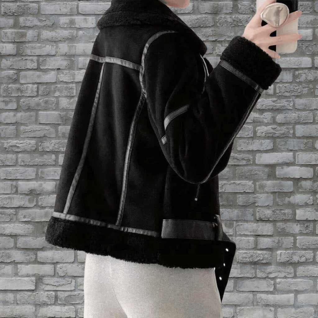 Fliegerjacke mit Lammfell-Imitat für Damen