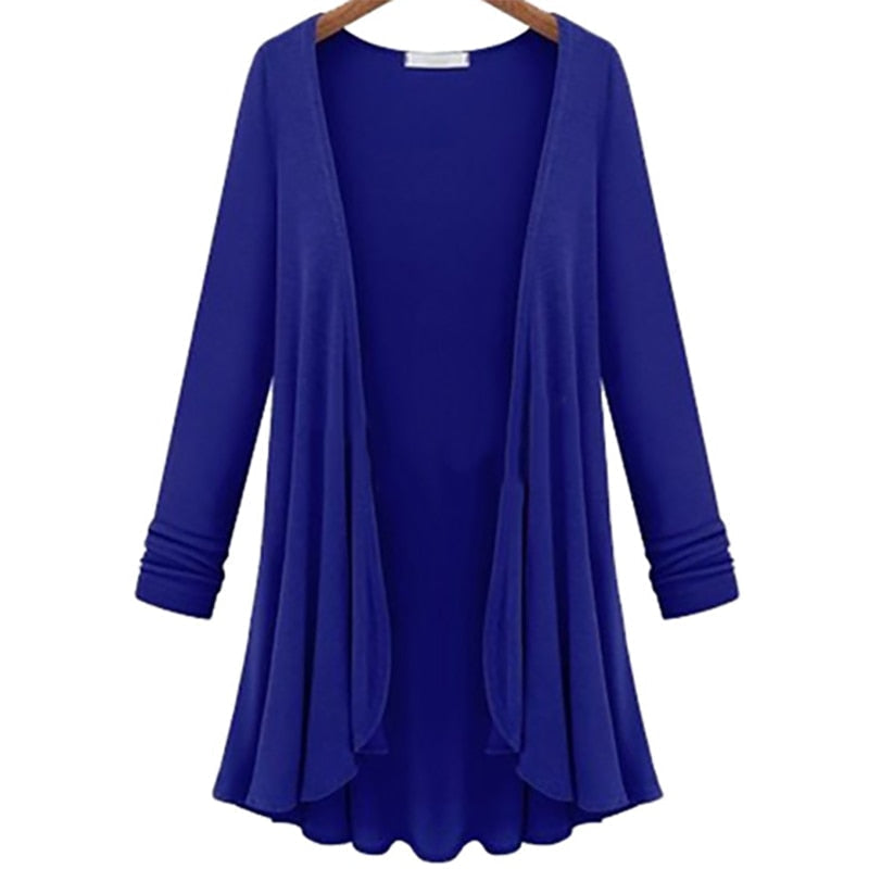 Langarm-Strickjacke mit Wasserfall-Saum