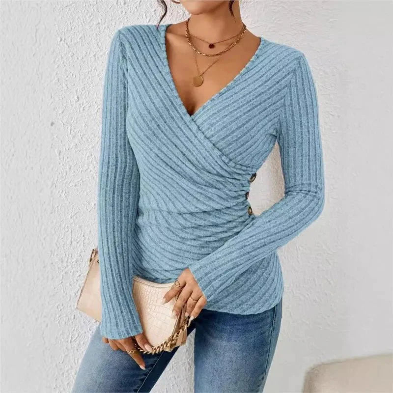 Langarm-Wickelbluse für Damen
