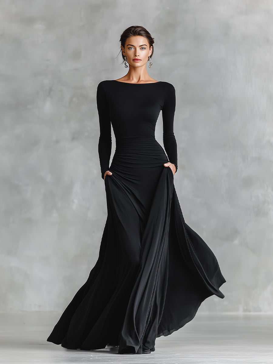 Langärmeliges Damen-Maxikleid