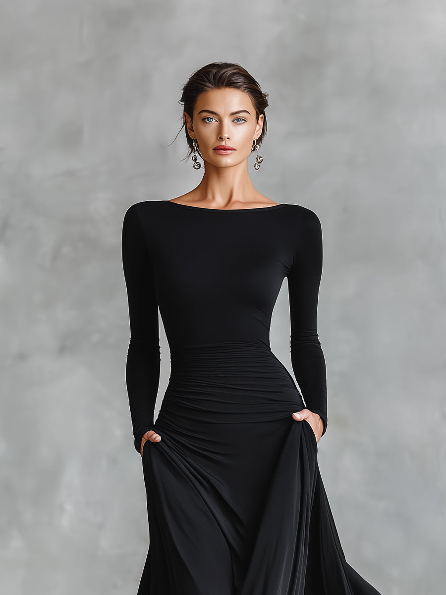 Langärmeliges Damen-Maxikleid