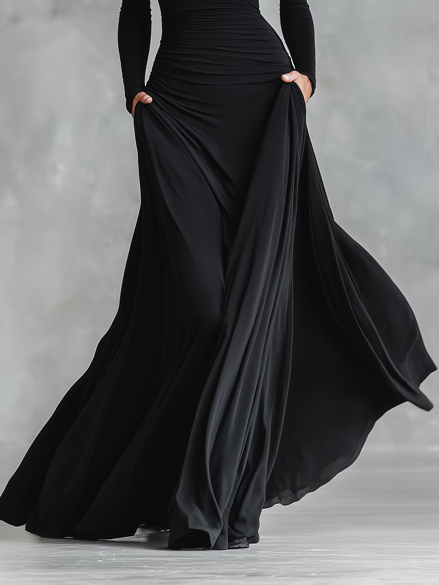 Langärmeliges Damen-Maxikleid