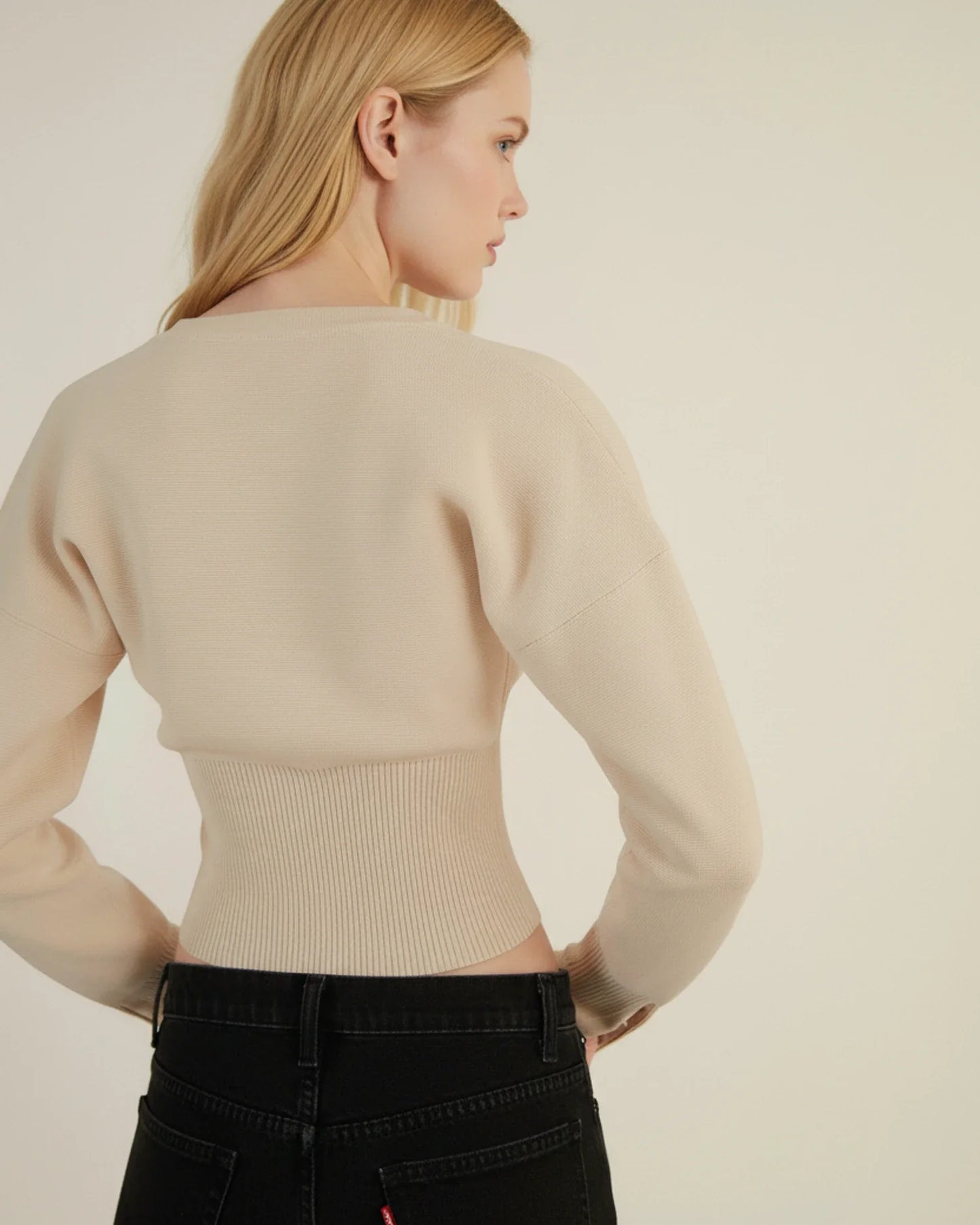 Langärmlige Cropped-Strickjacke für Damen