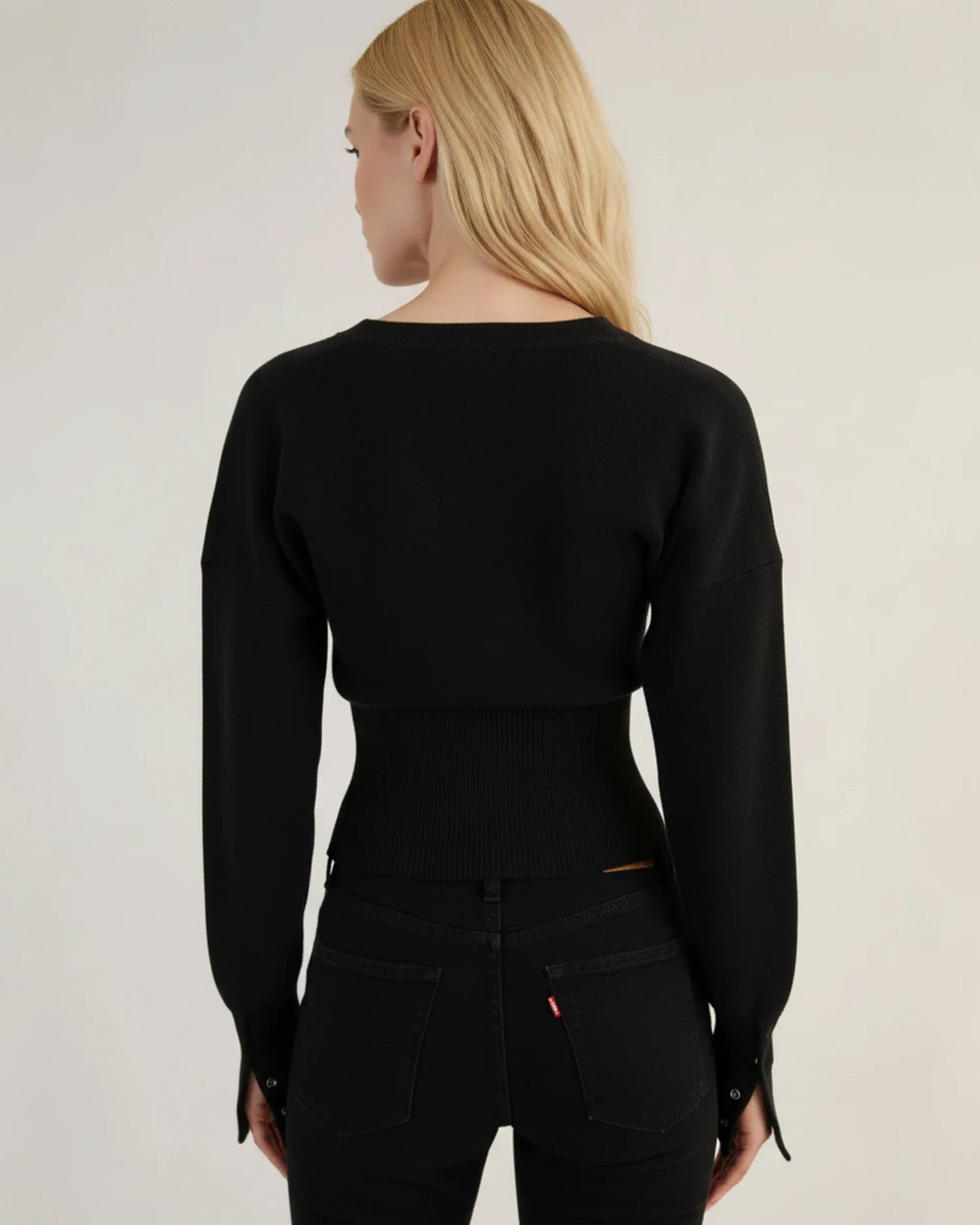 Langärmlige Cropped-Strickjacke für Damen