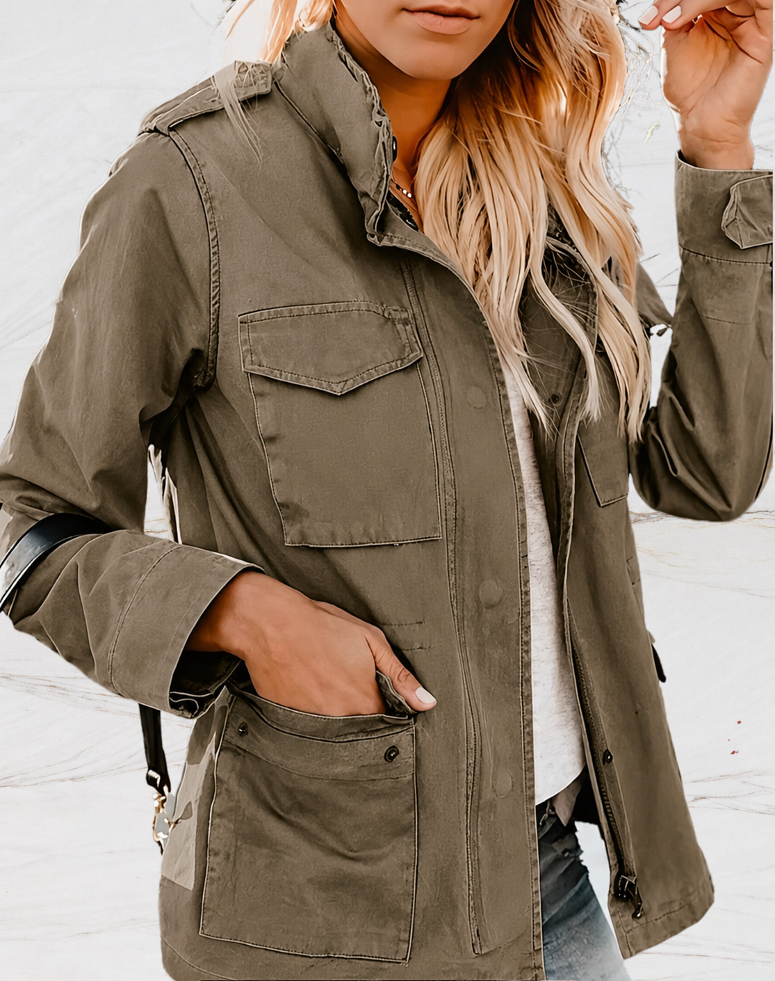 Langärmlige Utility-Jacke für Damen