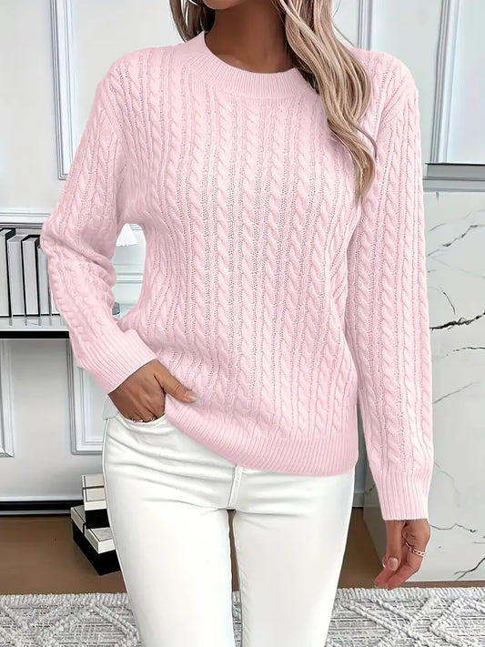 Langärmliger Damen-Strickpullover mit Zopfmuster