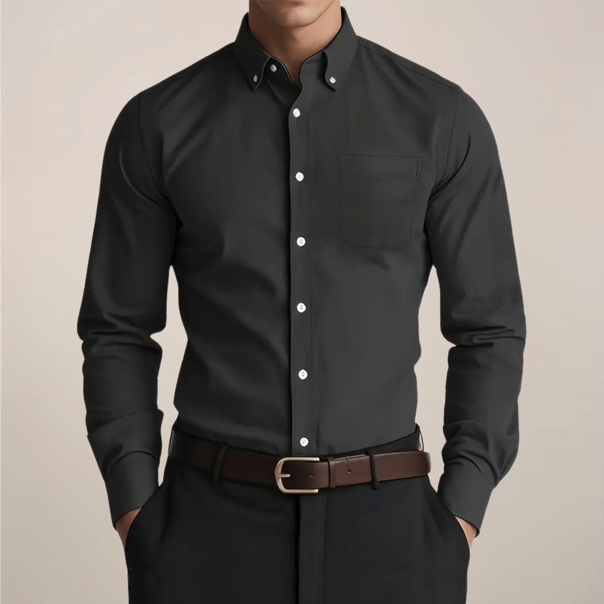 Langärmliges Button-down-Hemd für Herren