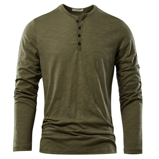 Langärmliges Herren-T-Shirt mit Henley-Ausschnitt