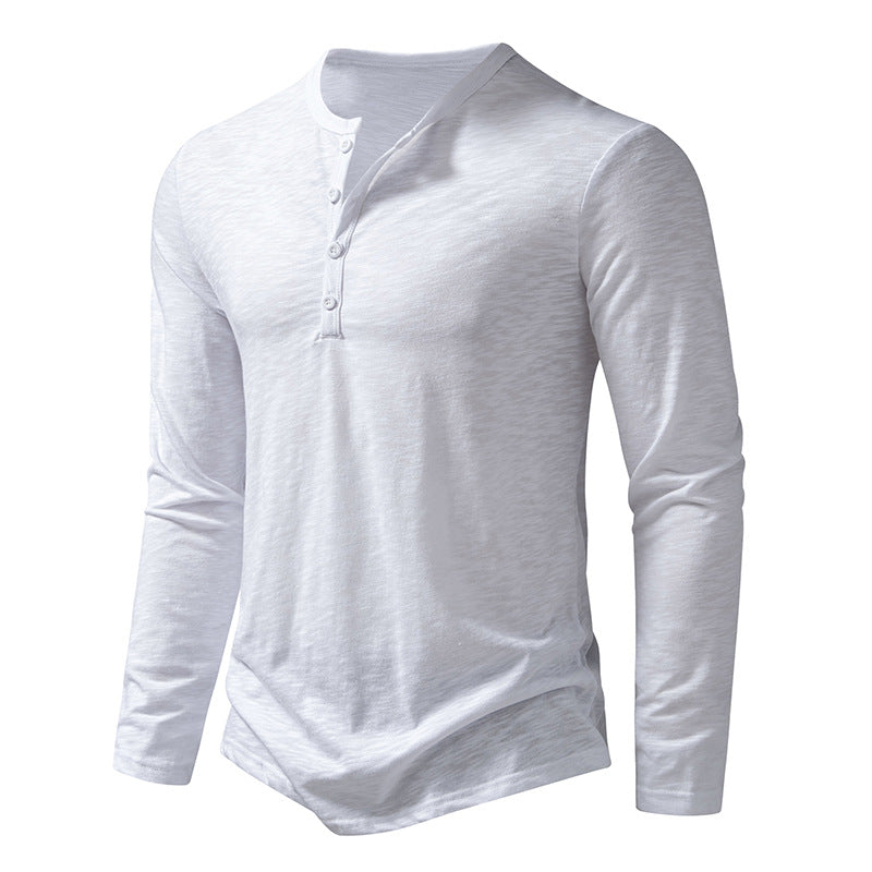 Langärmliges Herren-T-Shirt mit Henley-Ausschnitt