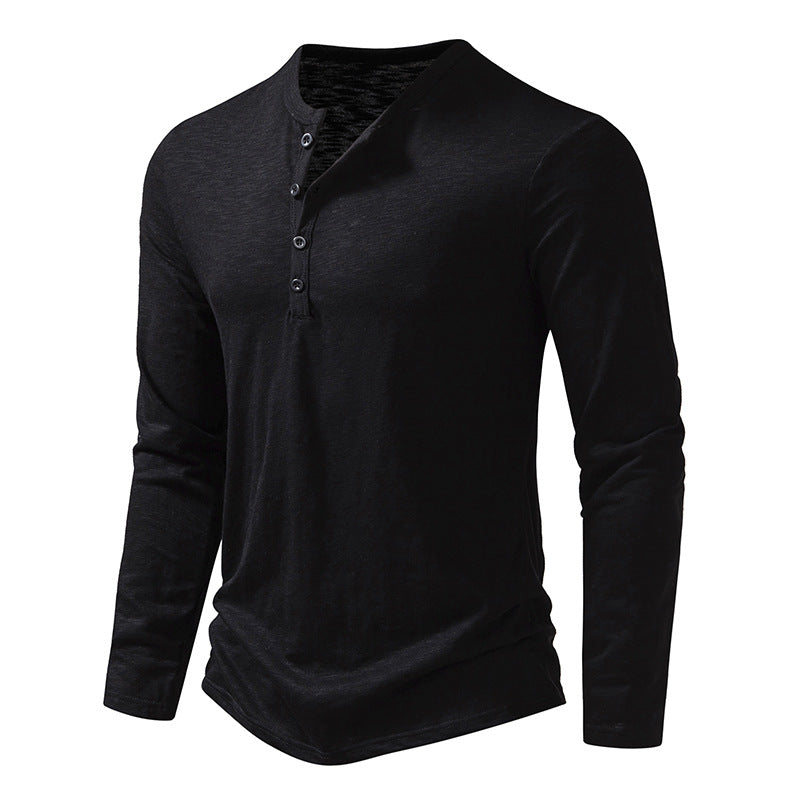 Langärmliges Herren-T-Shirt mit Henley-Ausschnitt