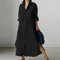 Langärmliges Maxikleid mit Knopfleiste für Damen