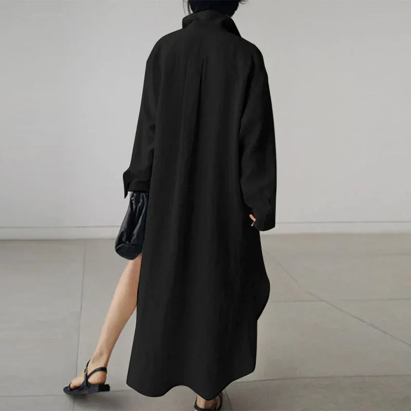Langärmliges Maxikleid mit Knopfleiste für Damen