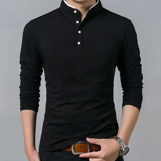Langärmliges Slim-Fit-Poloshirt für Herren