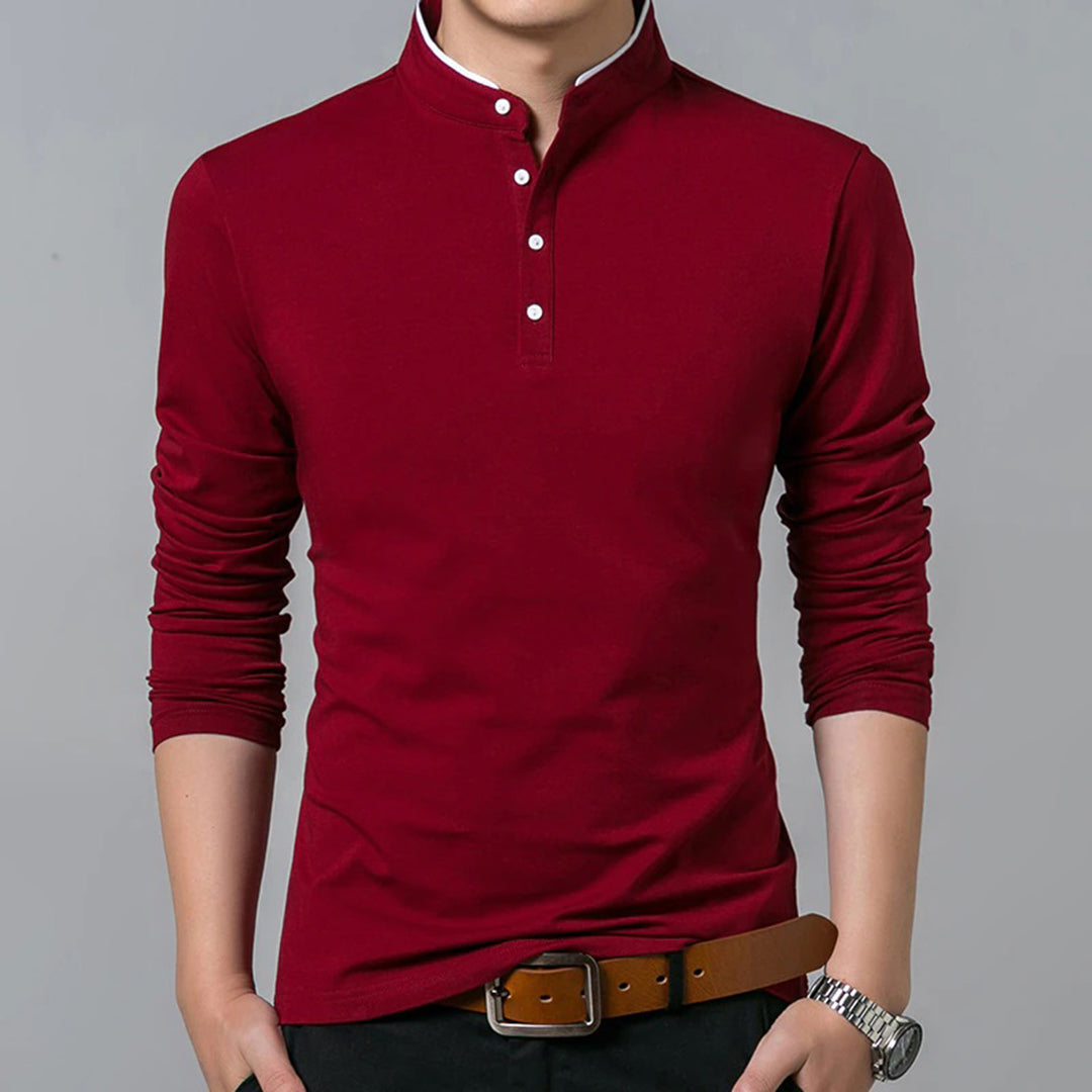Langärmliges Slim-Fit-Poloshirt für Herren