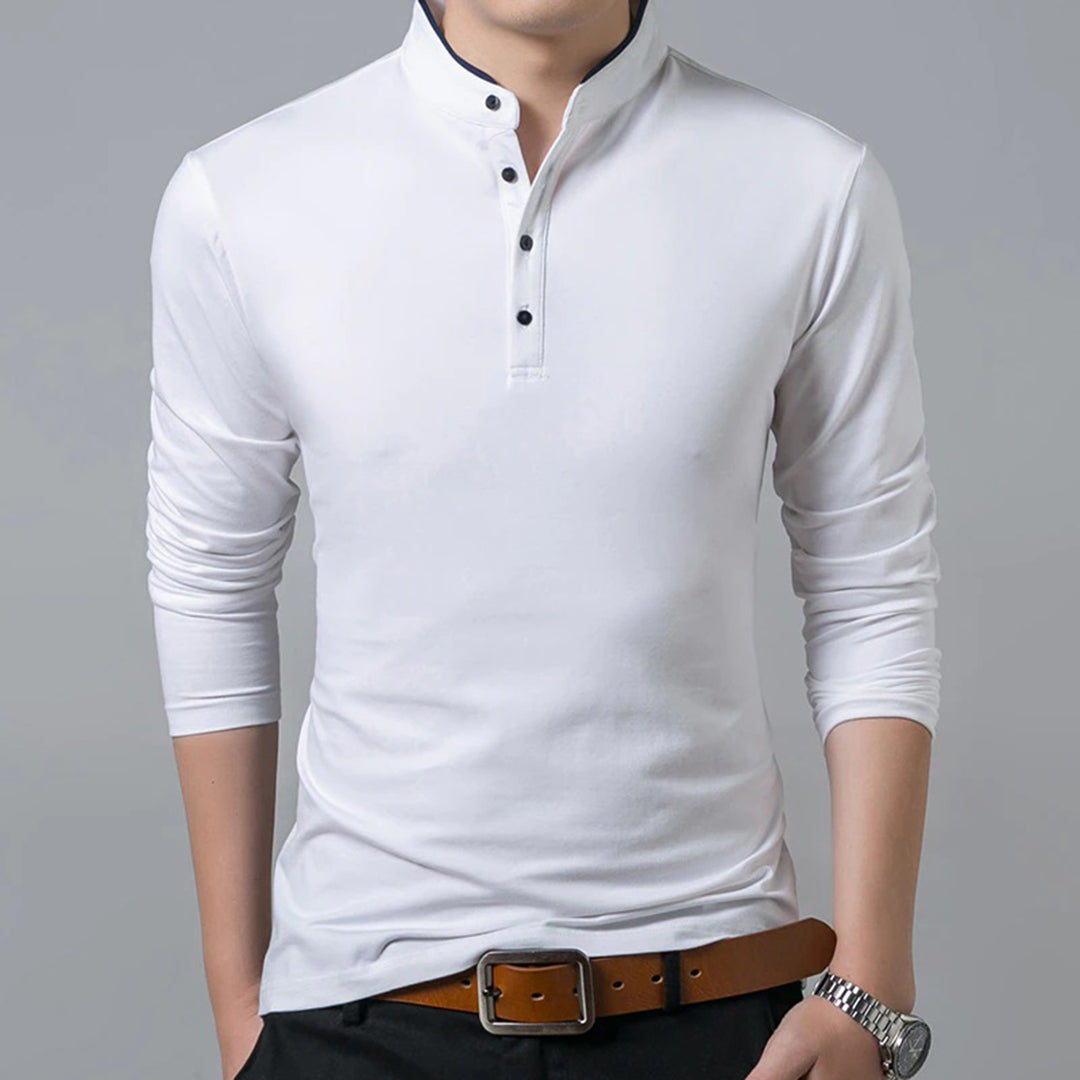 Langärmliges Slim-Fit-Poloshirt für Herren