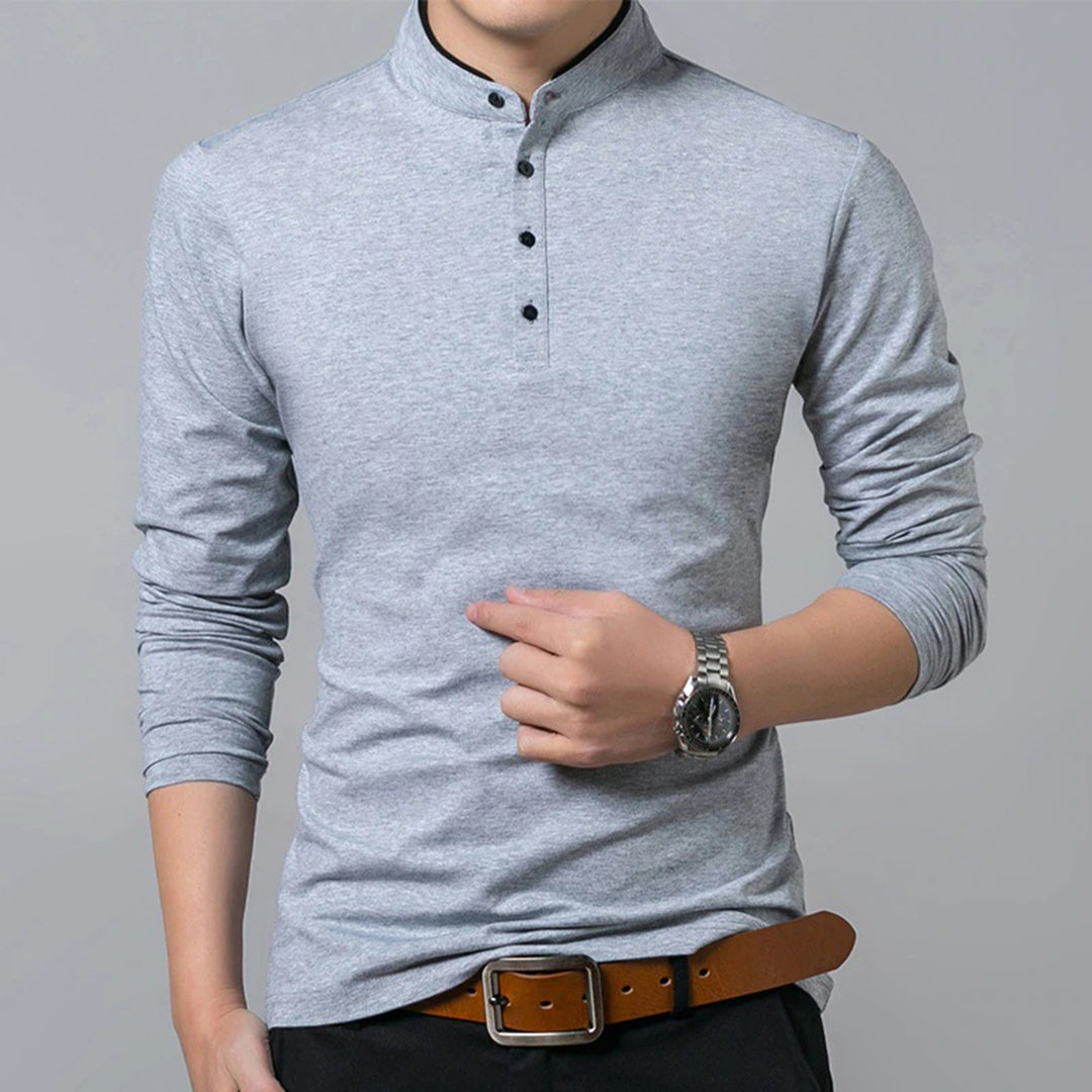 Langärmliges Slim-Fit-Poloshirt für Herren