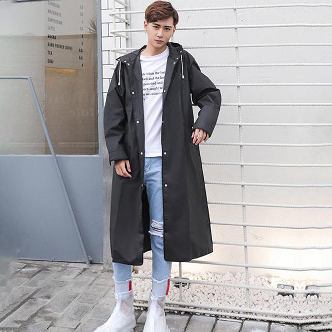 Lange Herrenjacke mit Kapuze