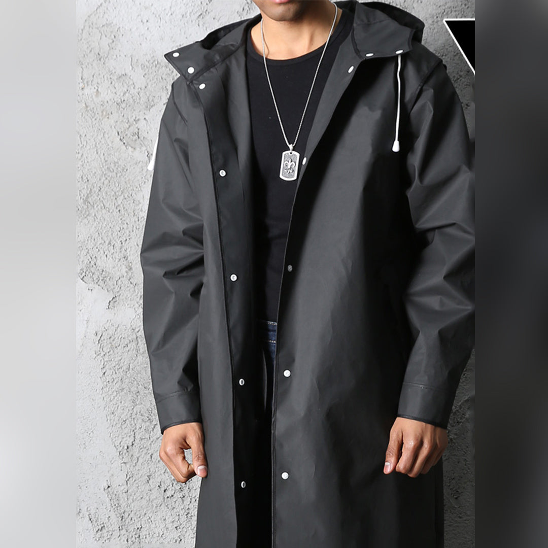 Lange Herrenjacke mit Kapuze