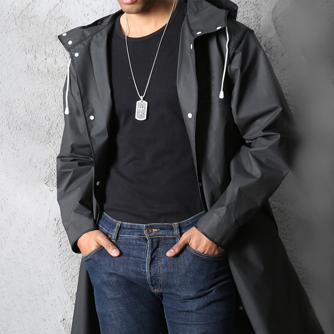 Lange Herrenjacke mit Kapuze