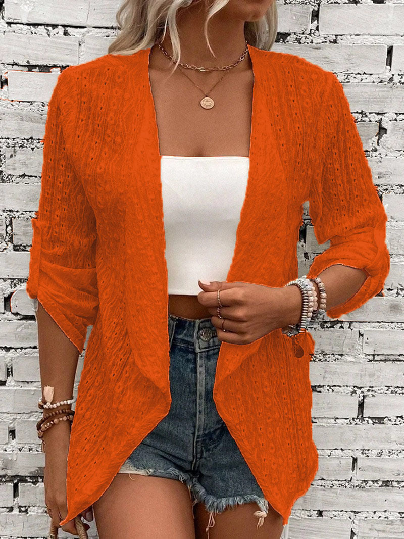 Lange offene Strickjacke für Damen mit langen Ärmeln