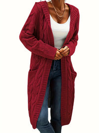 Lange Strickjacke mit Kapuze für Damen