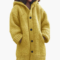 Lange Strickjacke mit Kapuze für Damen