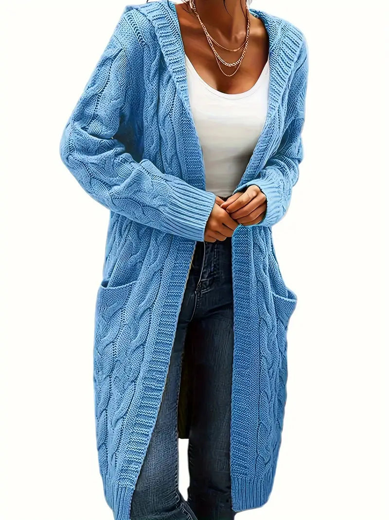 Lange Strickjacke mit Kapuze für Damen