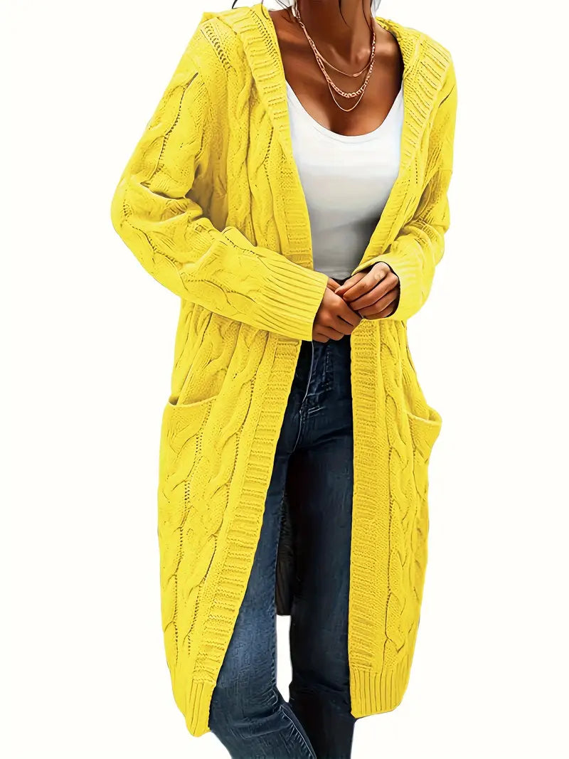 Lange Strickjacke mit Kapuze für Damen