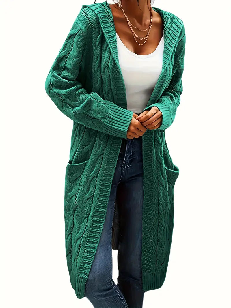 Lange Strickjacke mit Kapuze für Damen