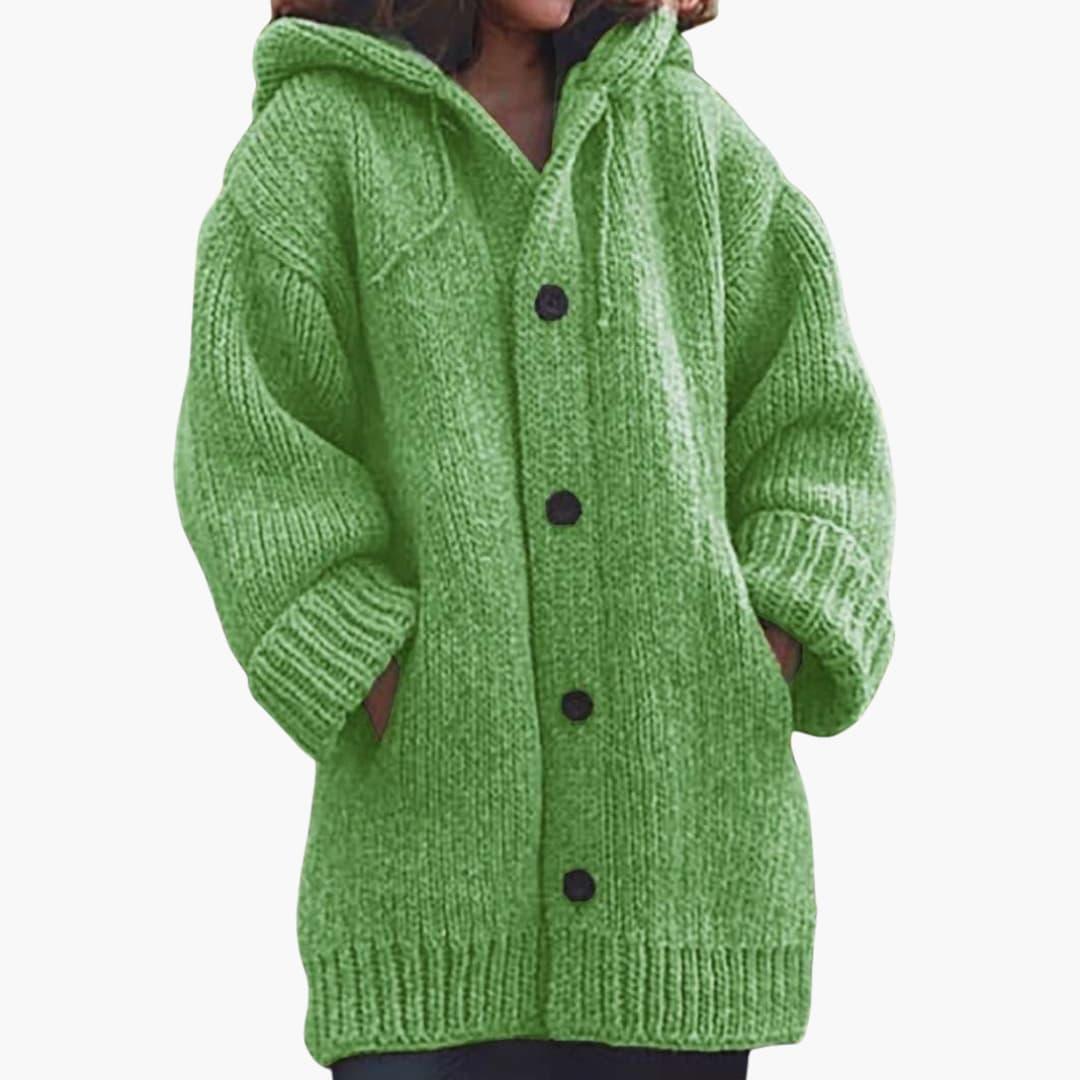 Lange Strickjacke mit Kapuze für Damen