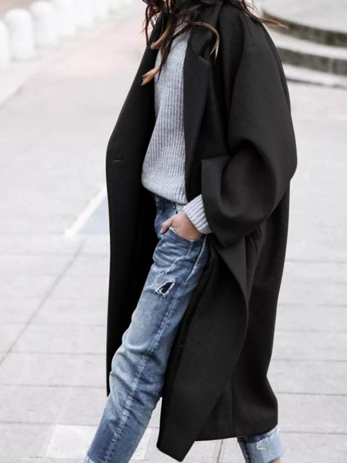 Langer Damen-Oversized-Mantel