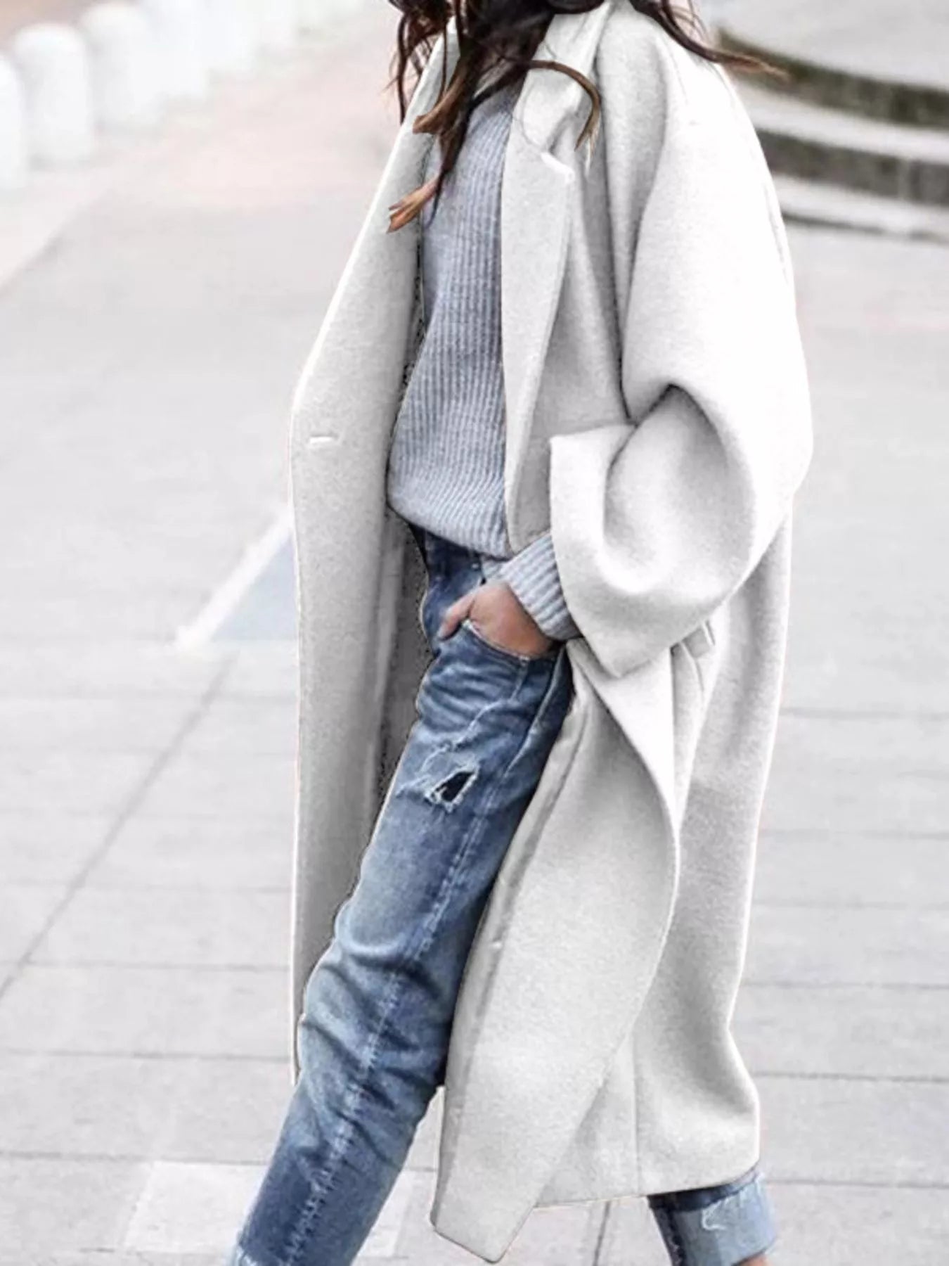 Langer Damen-Oversized-Mantel
