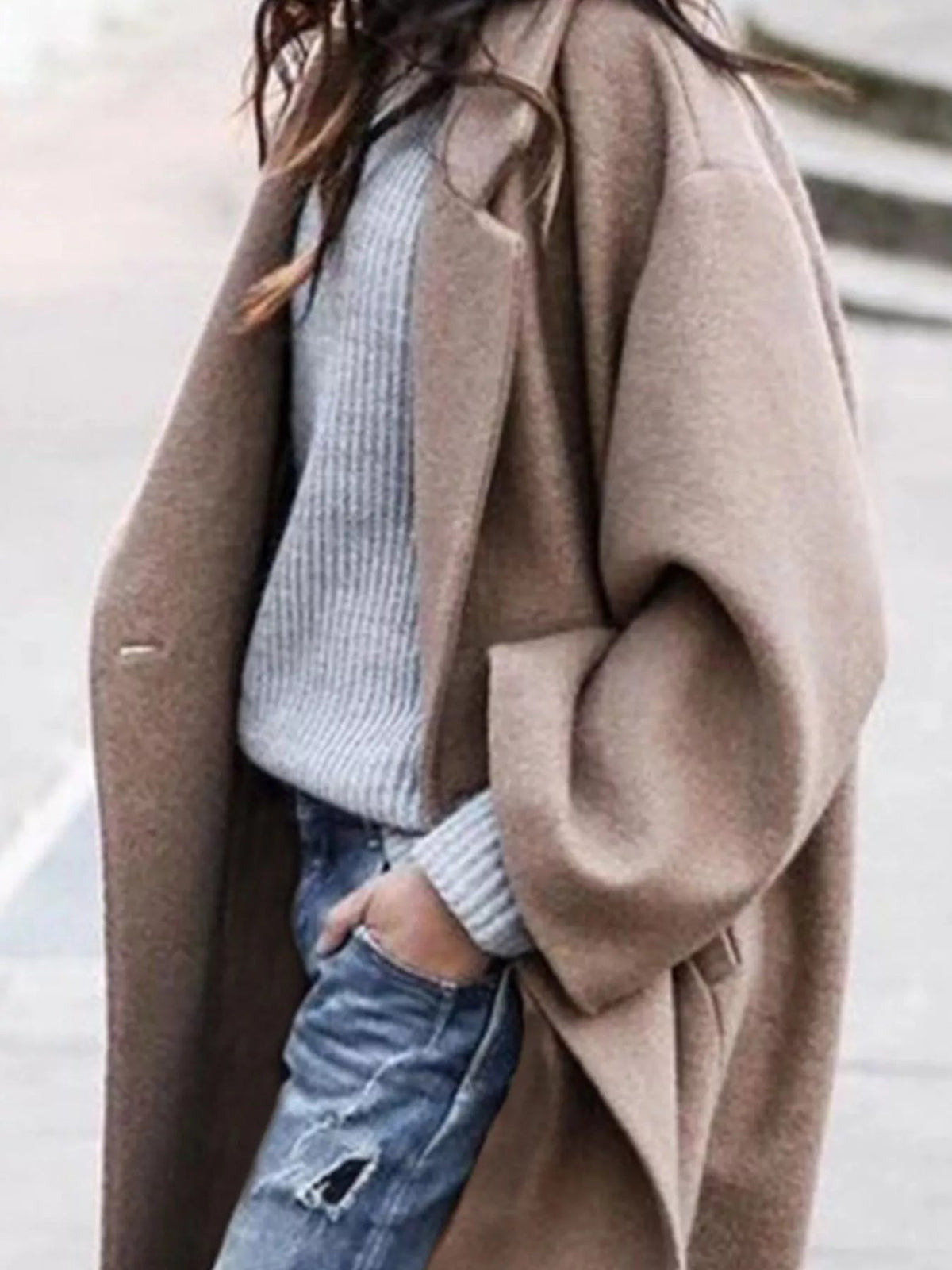 Langer Damen-Oversized-Mantel