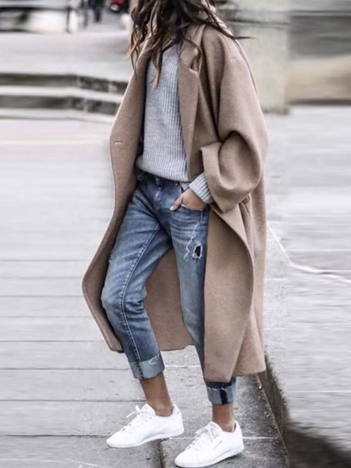 Langer Damen-Oversized-Mantel
