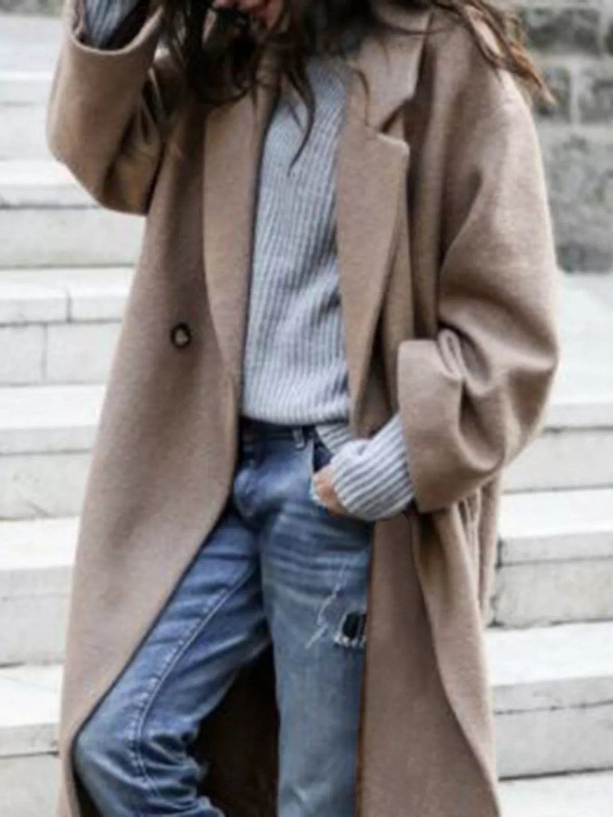 Langer Damen-Oversized-Mantel