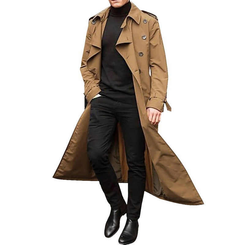 Langer Herren-Trenchcoat – klassisches & elegantes Design