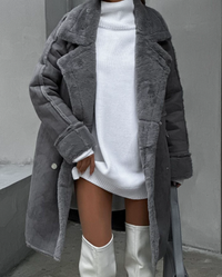 Langer Oversized-Lammfellmantel für Damen