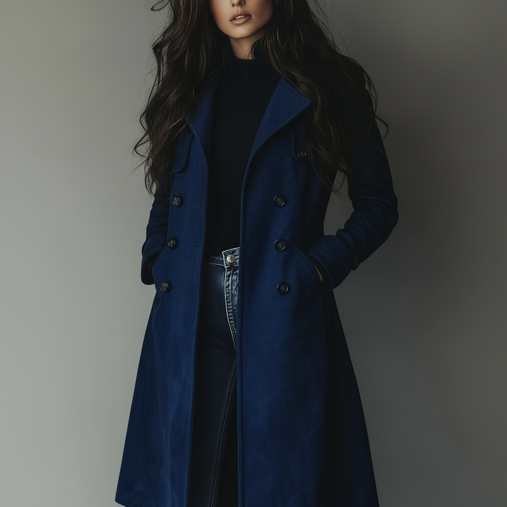 Langer Wildledermantel für Damen mit Knopfleiste vorne, ideal für den Herbst