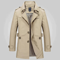 Langer zweireihiger Herren-Trenchcoat