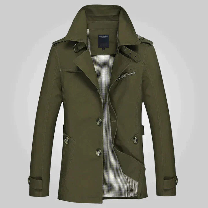 Langer zweireihiger Herren-Trenchcoat