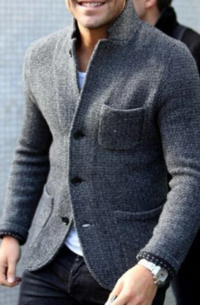 Lässige Herrenjacke mit Knöpfen