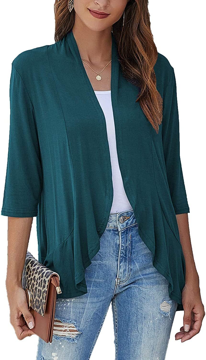 Lässige, leichte Strickjacke mit offener Vorderseite für Damen