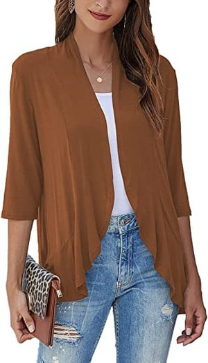 Lässige, leichte Strickjacke mit offener Vorderseite für Damen