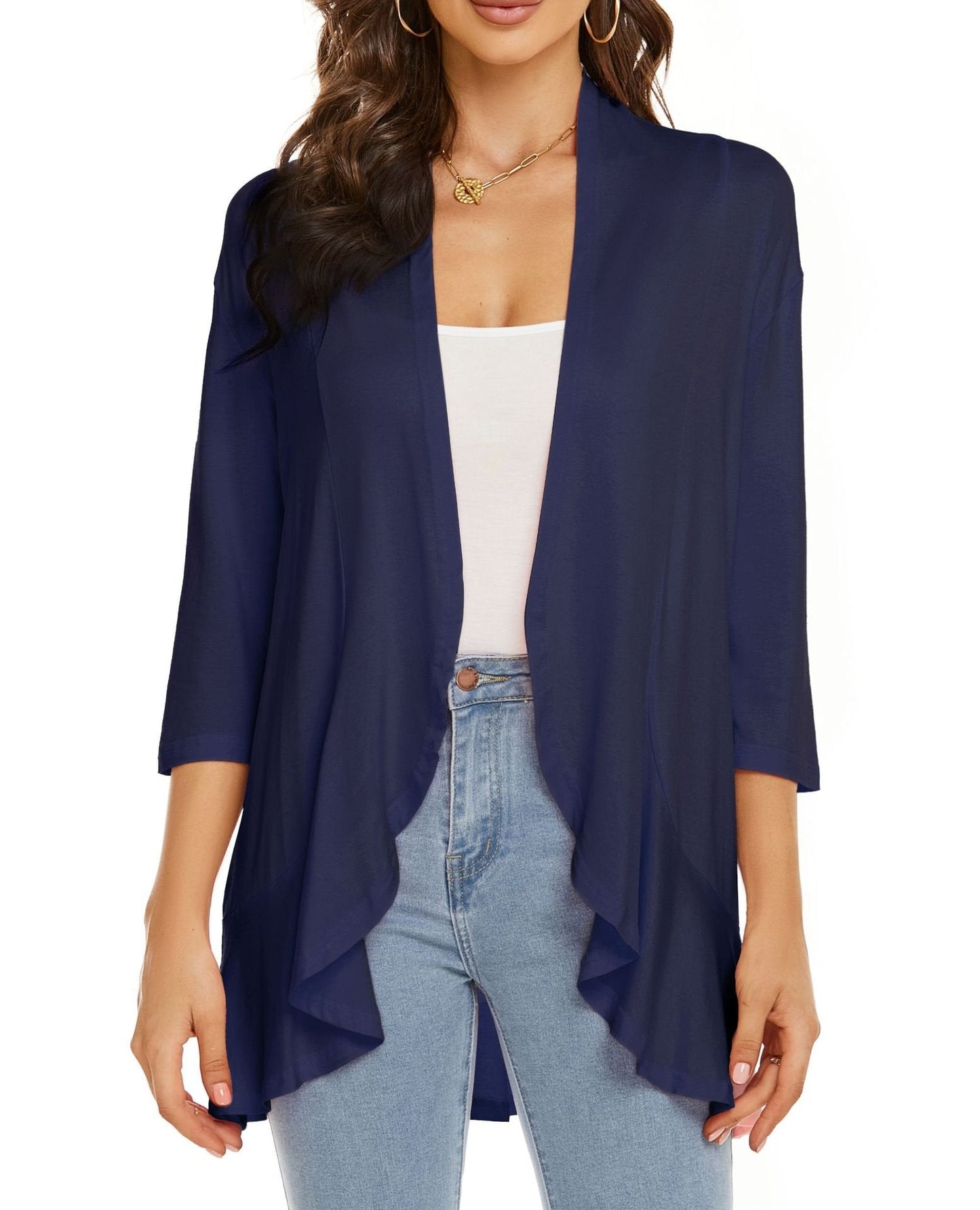 Lässige, leichte Strickjacke mit offener Vorderseite für Damen