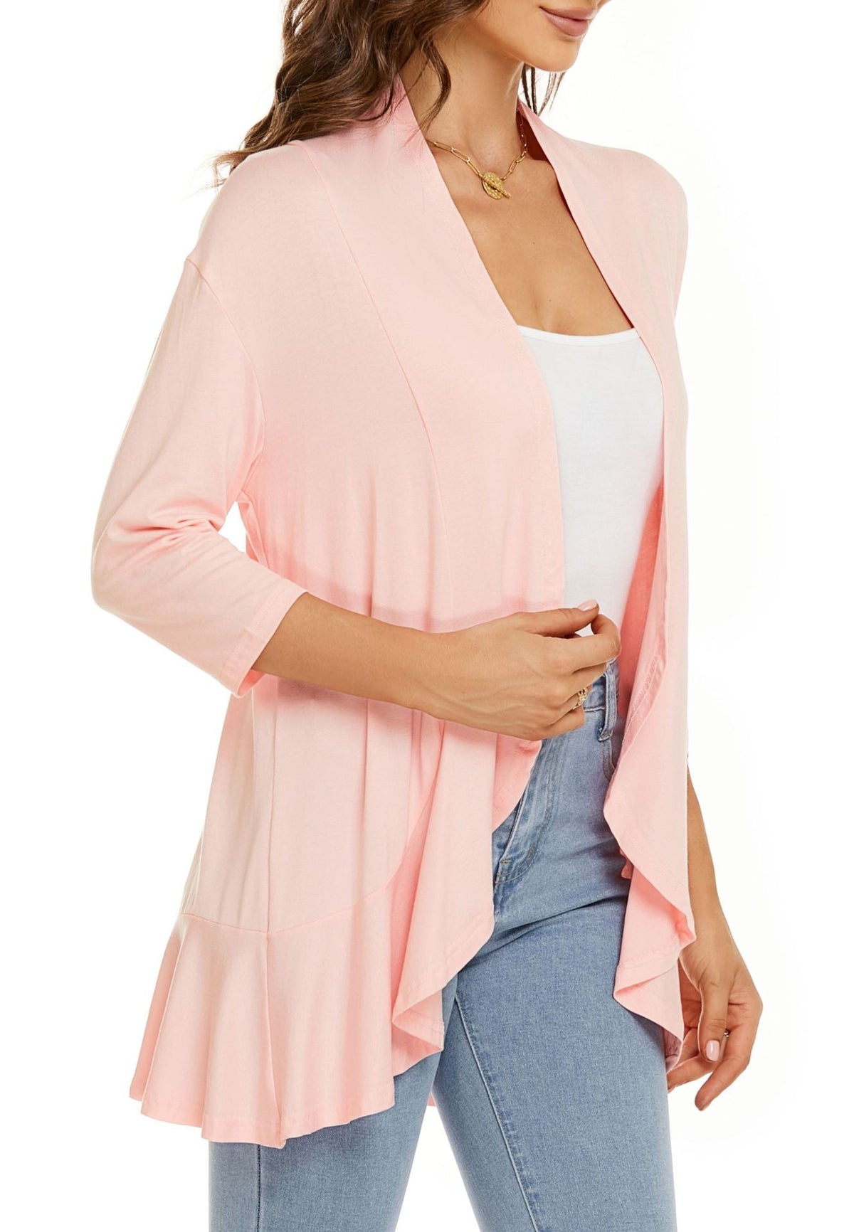 Lässige, leichte Strickjacke mit offener Vorderseite für Damen
