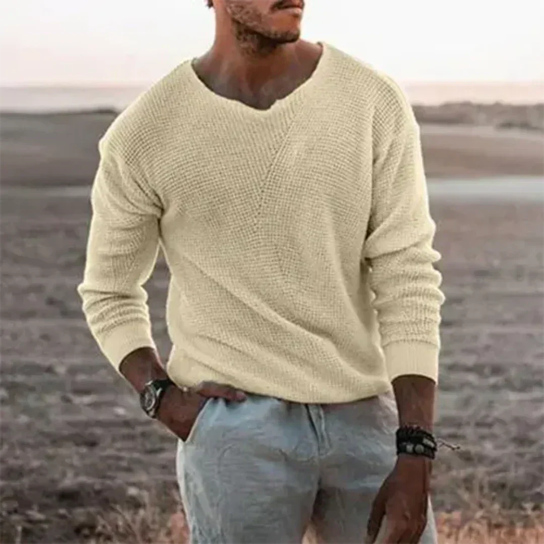 Lässiger Herren-Pullover mit V-Ausschnitt und Langarm