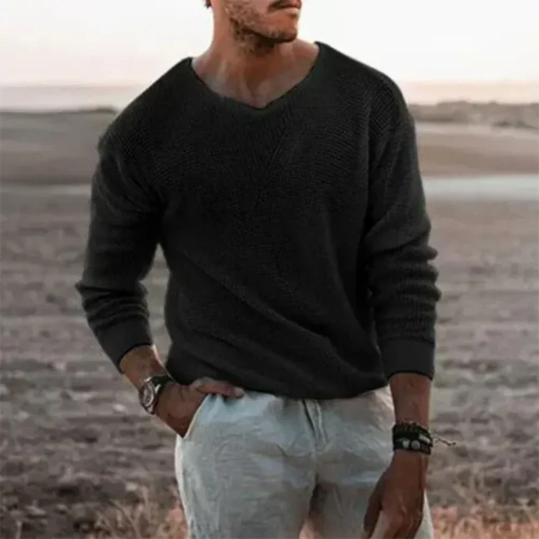 Lässiger Herren-Pullover mit V-Ausschnitt und Langarm